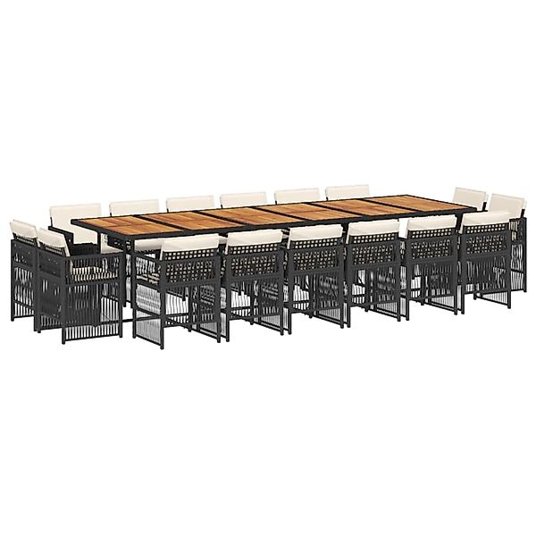 vidaXL 17-Tlg Garten-Essgruppe mit Kissen Schwarz Poly Rattan 3211071 günstig online kaufen