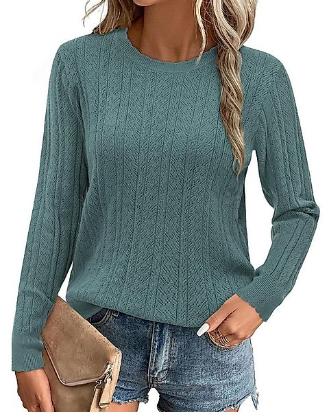 Arach&Cloz Strickpullover Damen Pullover Langarm Strickpullover Lässige Blu günstig online kaufen
