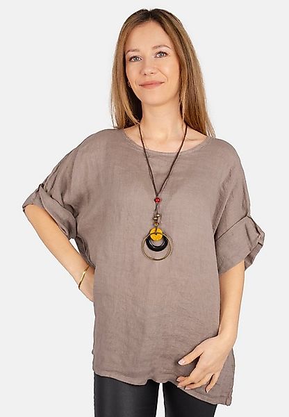 Seasons of April Kurzarmbluse Oversized Lina Weit geschnittene Leinenbluse günstig online kaufen