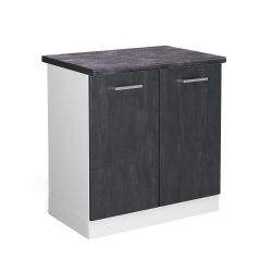 Vicco Spülenunterschrank R-Line, Schwarz Beton/Weiß, 80 günstig online kaufen