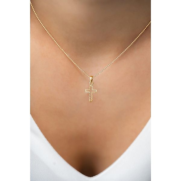 iz-el Silberkette Kette Gold KREUZ GLITZER, günstig online kaufen