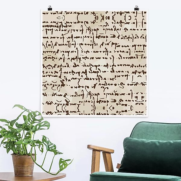 Poster - Quadrat Da Vinci Manuskript günstig online kaufen