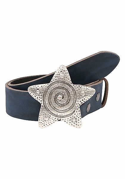 Rettungsring Gürtel Ledergürtel mit gehämmerter Stern-Schließe günstig online kaufen