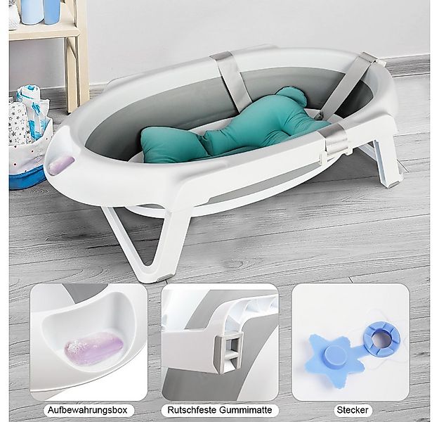 JEOBEST Babybadewanne Baby Badewanne mit Gestell, Baby Wanne mit Badematte, günstig online kaufen
