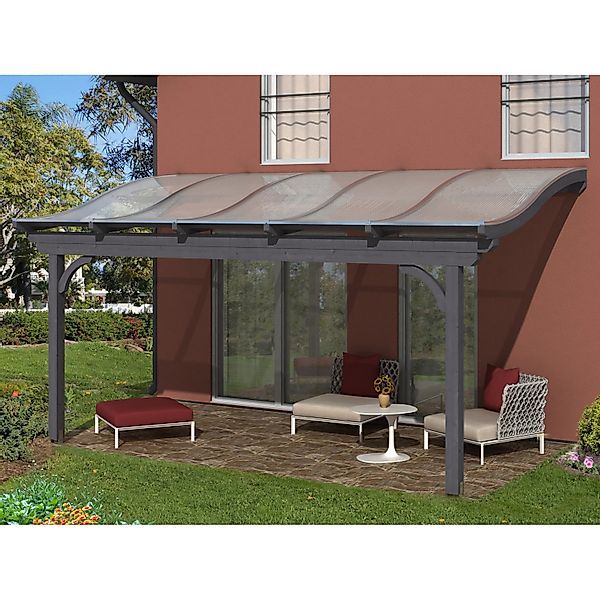 Skan Holz Terrassenüberdachung Verona 541 x 339 cm Leimholz Schiefergrau günstig online kaufen