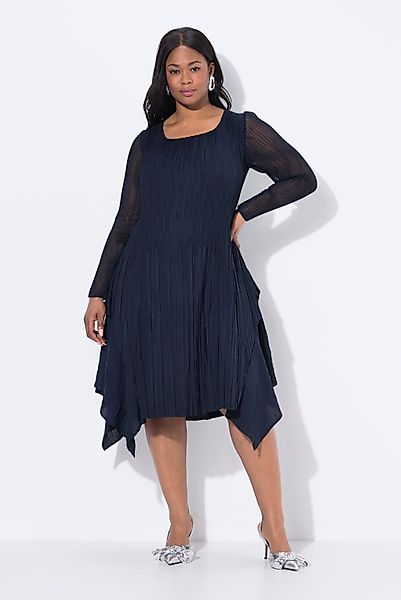 Ulla Popken Midikleid Plissee-Kleid Lagenoptik A-Linie günstig online kaufen