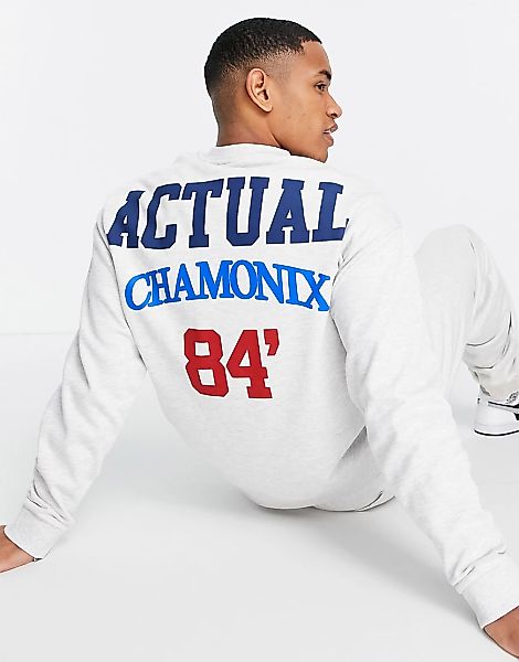 ASOS Actual – Oversize-Sweatshirt in Kalkweiß mit grafischem Textprint auf günstig online kaufen
