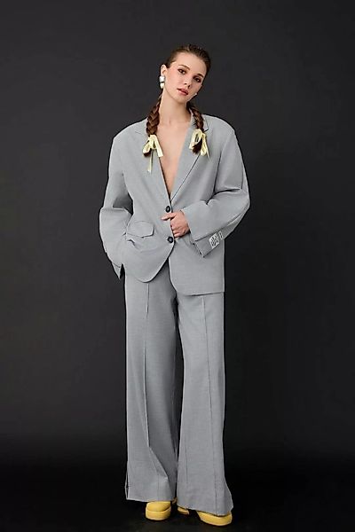 QUZU Longblazer Jackenblazer Grau Elegantes Business mit Reißverschlüssen ( günstig online kaufen