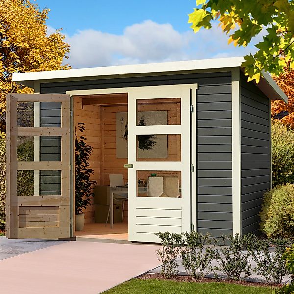 Karibu Gartenhaus "Stockach 4" anthrazit, naturbelassen oder terragrau günstig online kaufen