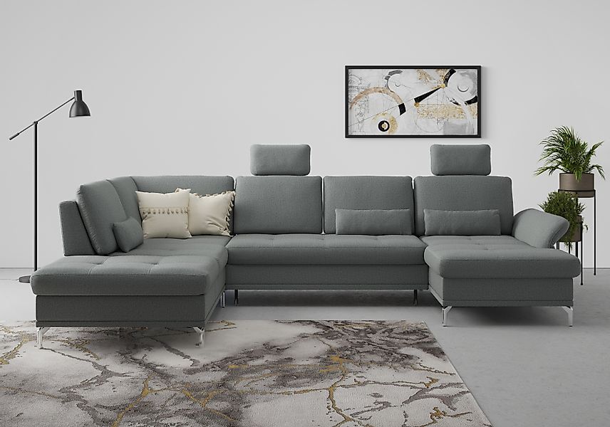 Home affaire Wohnlandschaft »Palm Beach U-Form« Federkern, mit Sitztiefenve günstig online kaufen