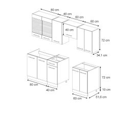 Vicco Fame-Line Küchenzeile Grün-Gold Landhaus/Anthrazit 240 cm ohne Arbeit günstig online kaufen