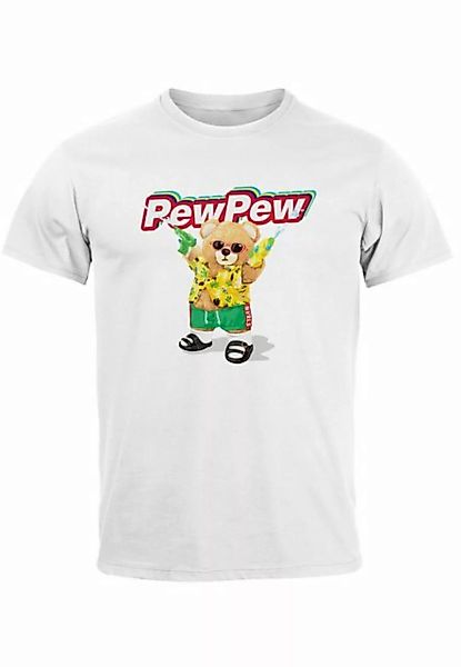 Neverless Print-Shirt Herren T-Shirt Pew Pew Bär Sommer Printshirt Aufdruck günstig online kaufen