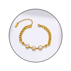 GOLDKLEIN Edelstahlarmband Blumen Perlmutt Edelstahl Panzerarmband günstig online kaufen