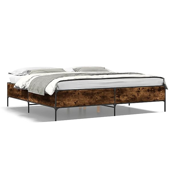 vidaXL Bettgestell Räuchereiche 180x200 cm Holzwerkstoff und Metall 3279784 günstig online kaufen