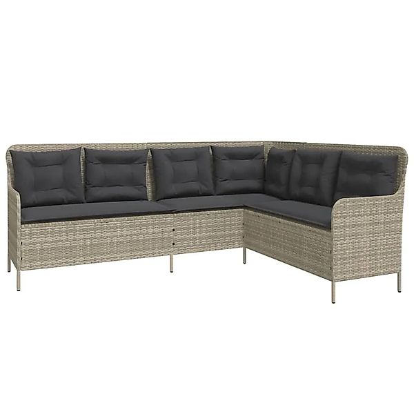 vidaXL Gartensofa in L-Form mit Kissen Hellgrau Poly Rattan 369005 günstig online kaufen