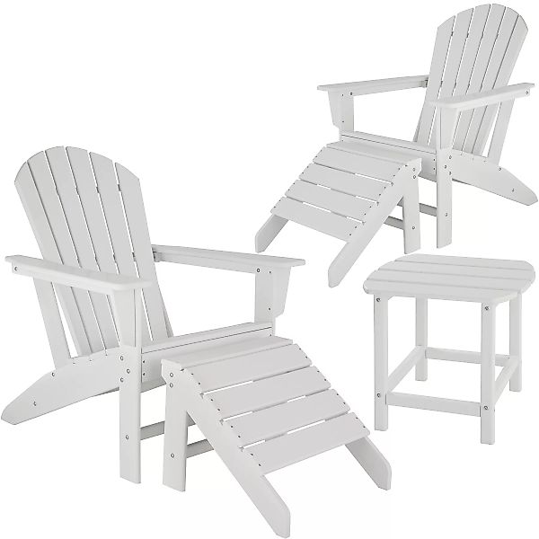 2 Gartenstühle mit 2 Fußablagen und Tisch wetterfest - weiß/weiß günstig online kaufen
