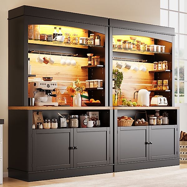 MODFU Hochschrank Küchenschrank,Vitrinenschrank,Buffetschrank (mit LED-Bele günstig online kaufen