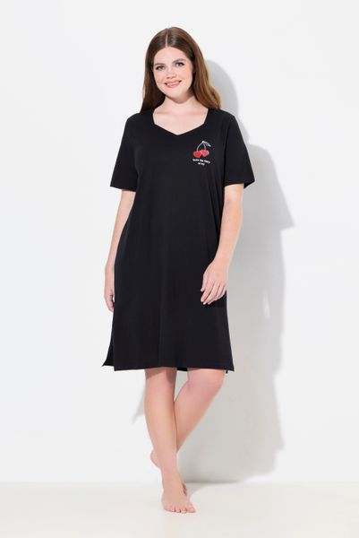 Ulla Popken Bigshirt Bigshirt Herzmotiv V-Ausschnitt günstig online kaufen