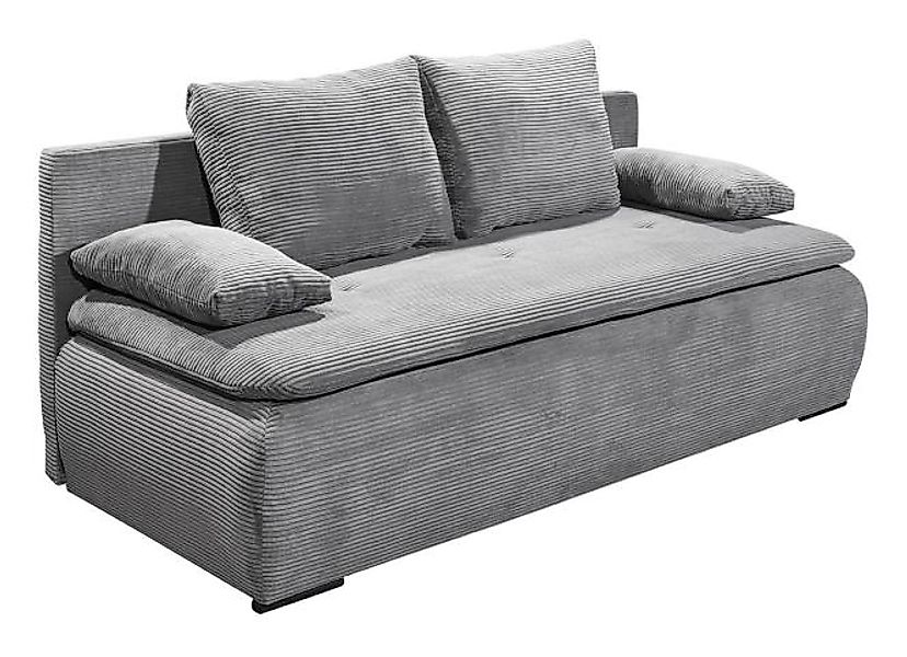 kleines Schlafsofa mit Bettkasten Cord Grau 208 cm breit JAREK günstig online kaufen