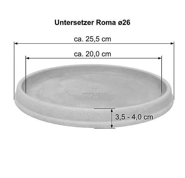 Heimwerkercenter Pflanzkübel MePla Untersetzer Roma ø26 cm, Grau, frost- un günstig online kaufen