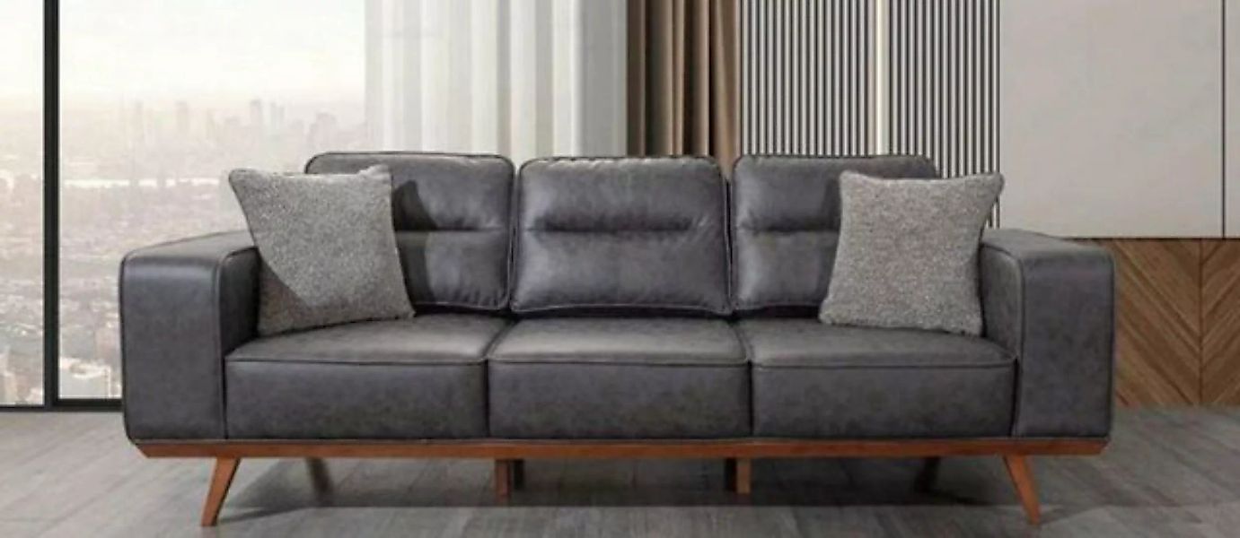 JVmoebel 3-Sitzer Moderner Grauer 3-Sitzer Polstermöbel Luxus Wohnzimmer Mö günstig online kaufen