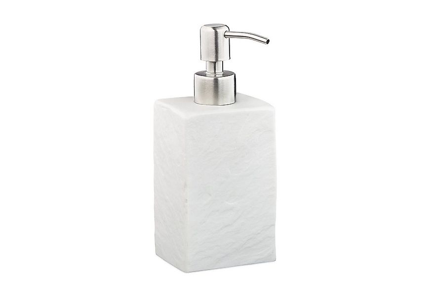 relaxdays Seifenspender Steinoptik eckig, weiß günstig online kaufen