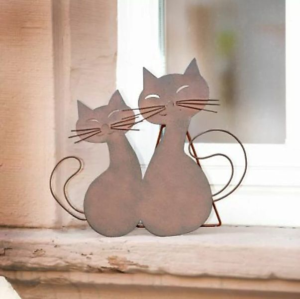 HOME Living Metall-Deko SPAR-SET 2x Katzenpaar Dekoobjekte braun günstig online kaufen