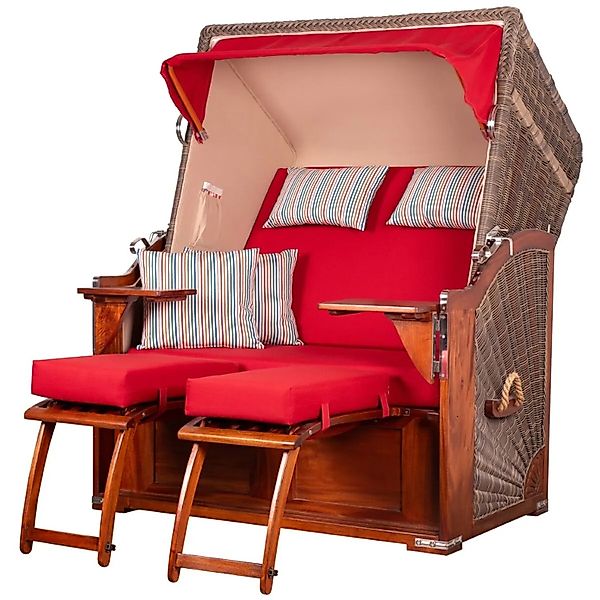 bene,iving Strandkorb Komplettset Schaalsee Mahagoni PE grau Modell 585 günstig online kaufen