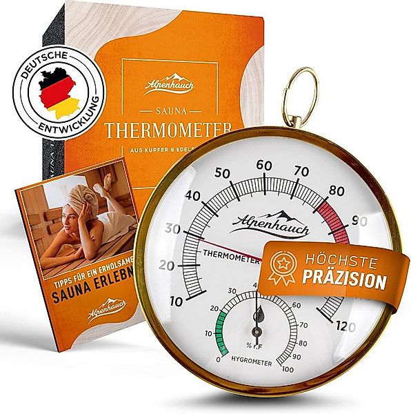 Alpenhauch Hygrometer & Thermometer aus Kupfer [2in1] - Präzieses Saunather günstig online kaufen