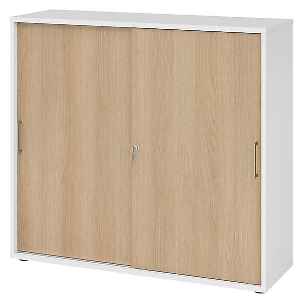 bümö Aktenschrank office Schiebetürenschrank Dekor: Weiß/Eiche - Griffe: Bü günstig online kaufen