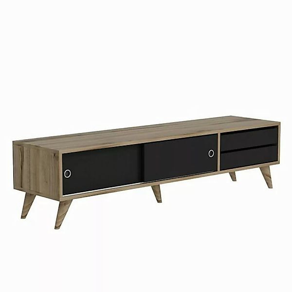 en.casa TV-Schrank Fladså TV Board 40x160x40cm Eiche-Optik / Schwarz günstig online kaufen