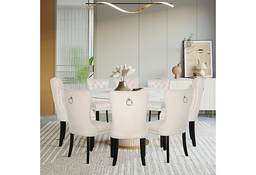 Puluomis Esszimmerstuhl (2/4/6/8 Set Grau/ Schwarz/Beige, 8 St), Samt Stuhl günstig online kaufen