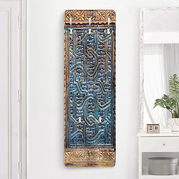Wandgarderobe Holzpaneel Holzoptik Tür mit marokkanischer Schnitzkunst günstig online kaufen