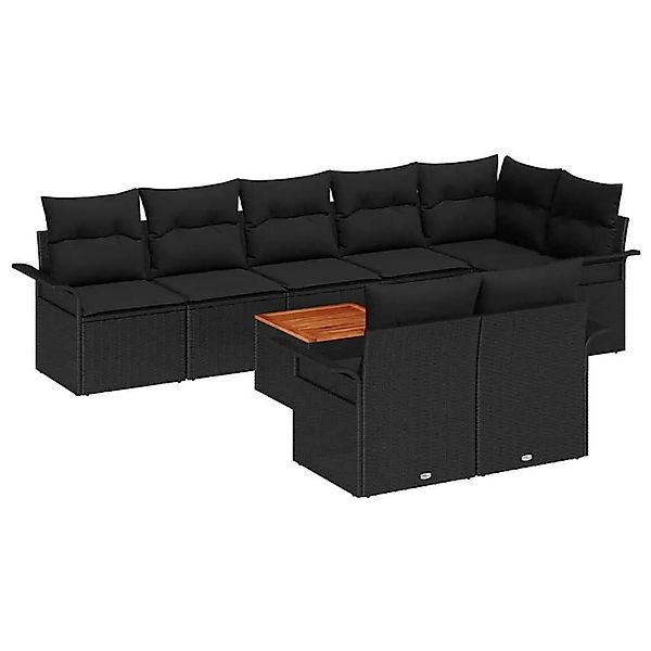 vidaXL Gartensofa-Set mit Speicher 9 Stk Schwarz Poly-Rattan 3356014 günstig online kaufen