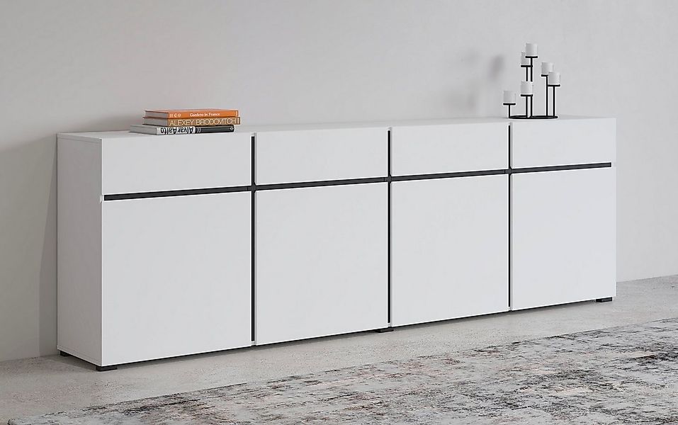 INOSIGN Sideboard Cross,Breite 225 cm, moderne grifflose Kommode,4 Türen/4 günstig online kaufen