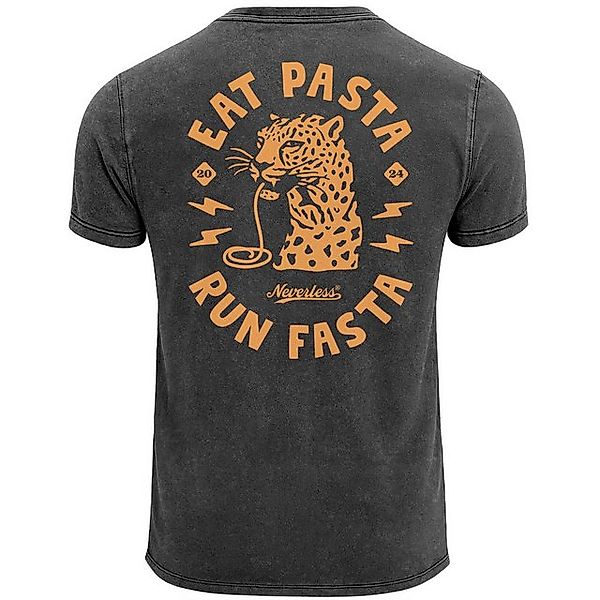 Neverless Print-Shirt Herren Vintage T-Shirt Backprint Eat Pasta Run Fasta günstig online kaufen