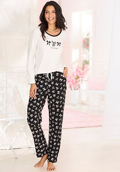 Vivance Dreams Pyjama (Set, 2 tlg., 2-teilig) mit süßem Schleifenmuster günstig online kaufen