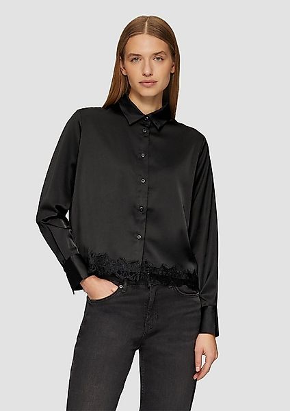 s.Oliver Langarmbluse Bluse Satin-Bluse mit Spitzen-Detail günstig online kaufen