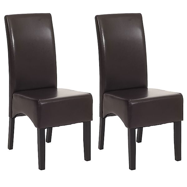 MCW Esszimmerstuhl Littau Kunstleder 2er-Set Kunstleder Braun Dunkle Beine günstig online kaufen