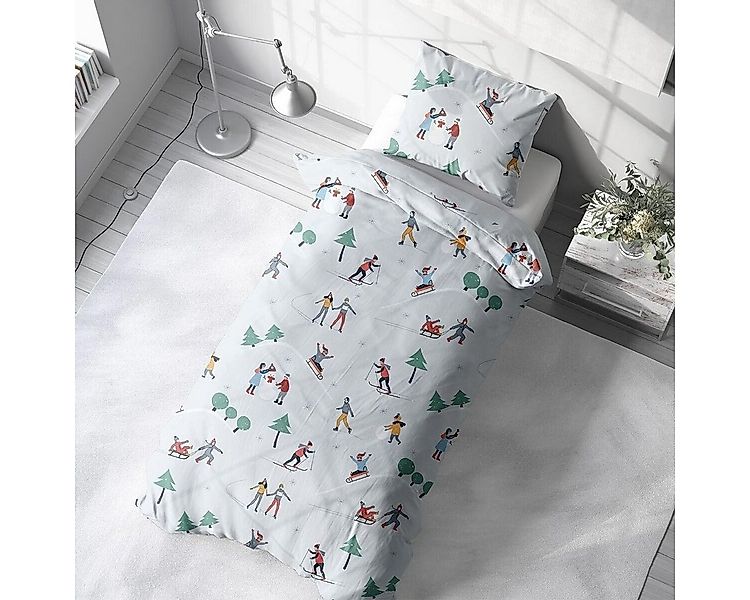 TRAUMSCHLAF Bettwäsche Skifahrer, Flanell, 2 teilig, Spaß beim Wintersport günstig online kaufen