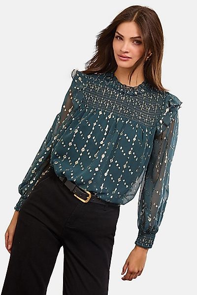 LIPSY Langarmbluse Lipsy Gesmoktes Top mit Goldglitzer, Regular (1-tlg) günstig online kaufen
