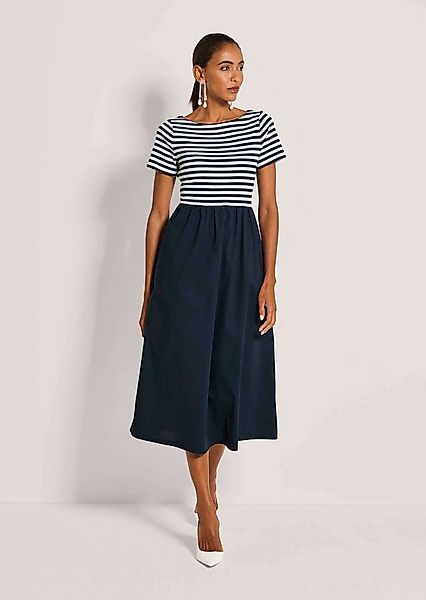 MADELEINE Maxikleid Baumwollkleid mit Streifendetails Midikleid mit U-Boot- günstig online kaufen