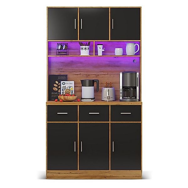 HAUSS SPOLE Hochschrank Küchenschrank Highboard mit LED, Kabelführungslöche günstig online kaufen