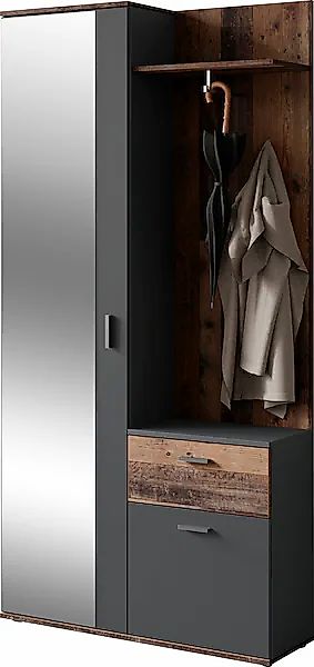 byLIVING Kompaktgarderobe "Jakob" mit großem Spiegel und Ablage, Breite 97 günstig online kaufen