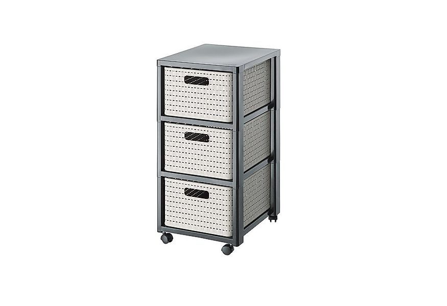ROTHO Aufbewahrungsbox Country Rollcontainer mit 3 Schubladen in Rattan-Opt günstig online kaufen