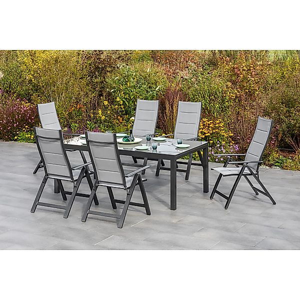 MERXX Garten-Essgruppe "Florenz", (7 tlg.), 6 Klappsessel mit ausziehbarem günstig online kaufen