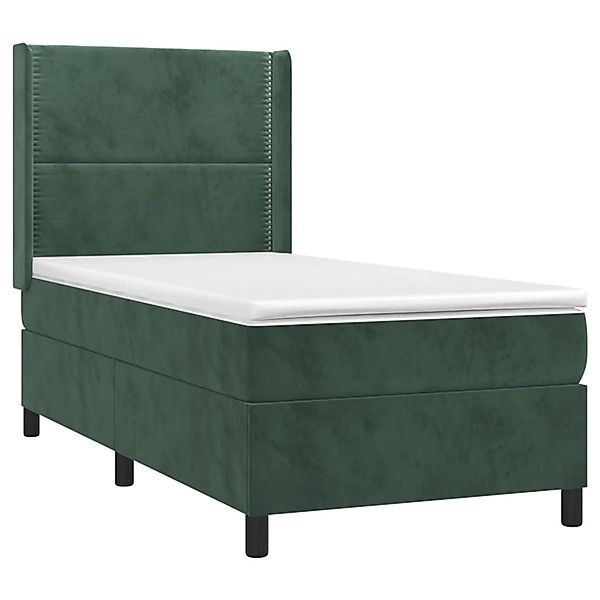 vidaXL Boxspringbett mit Matratze & LED Dunkelgrün 90x190 cm Samt 3139478 günstig online kaufen