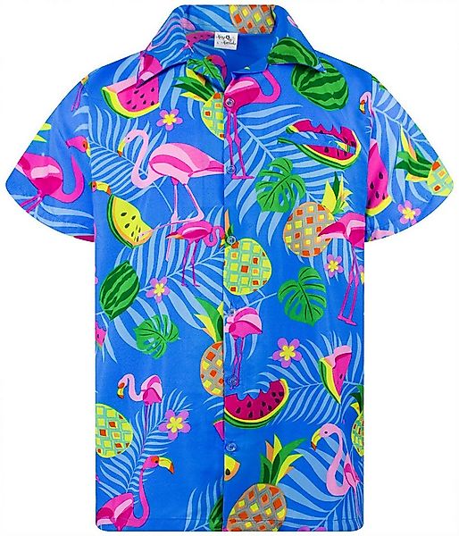 King Kameha Hawaiihemd Flamingo Melone Funky Hawaii-Hemd Herren Kurzarm Fro günstig online kaufen