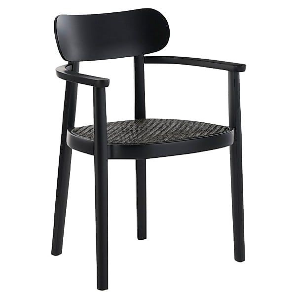 THONET 118 FV Holzstuhl Dark Melange mit Armlehnen | Rohrgeflecht-Sitz | Bu günstig online kaufen