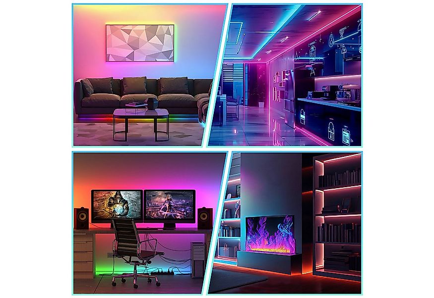 Clanmacy LED-Streifen 2M Neon LED Streifen RGBIC WIFI APP Steuerung Neon LE günstig online kaufen